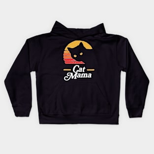 Cat Mama Vintage Eighties Style Cat Retro Distressed Kids Hoodie